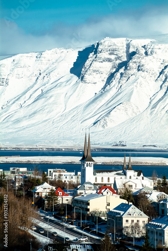 Reykjavik, the capital of Iceland, in winter