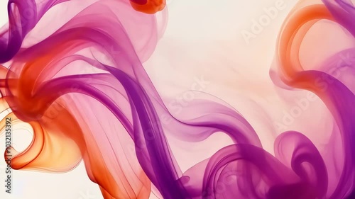 Colorful abstract smoke swirls on white background.
