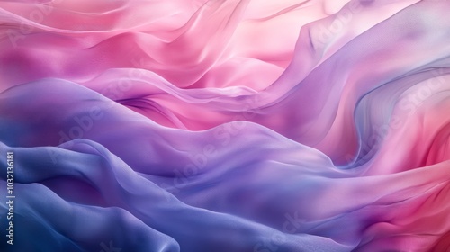 Smooth elegant fabric flowing in gentle waves creating an abstract background with pastel colors ranging from pink to violet