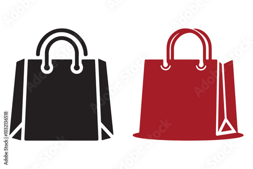 Trendy Shopping Bag Icon Silhouette Graphic