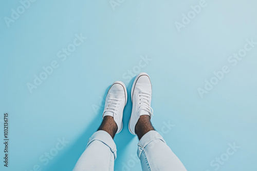 Casual noname sneakers on african american person against light color background photo