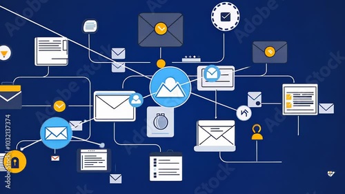 Digital workflow animation showing automated business processes