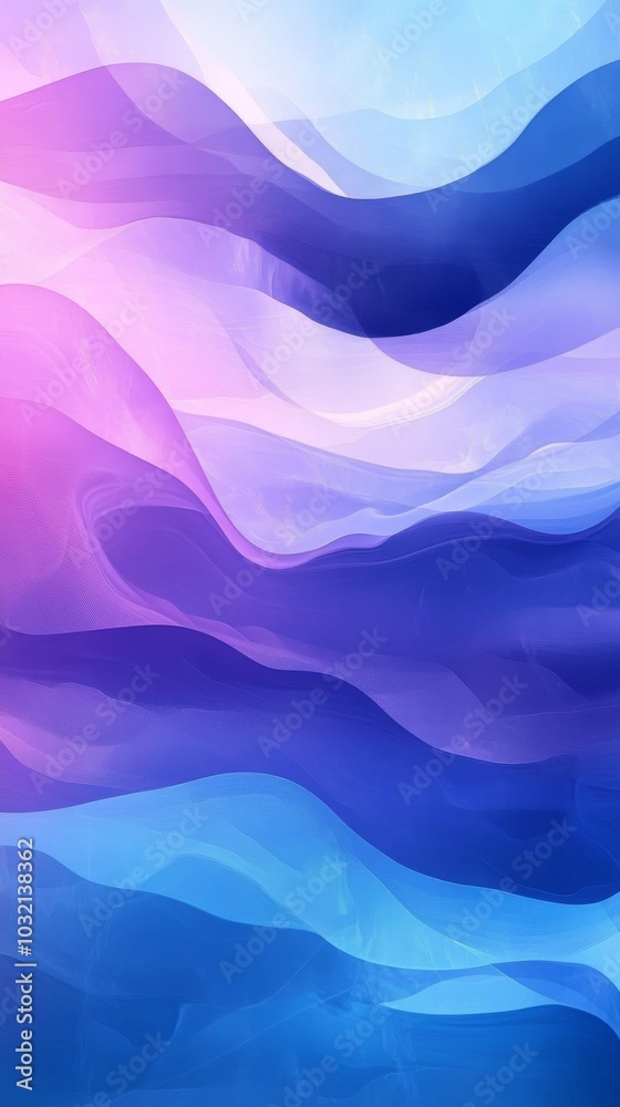 Fototapeta premium Flowing blue and purple waves create a serene and vibrant abstract background, perfect for graphic projects