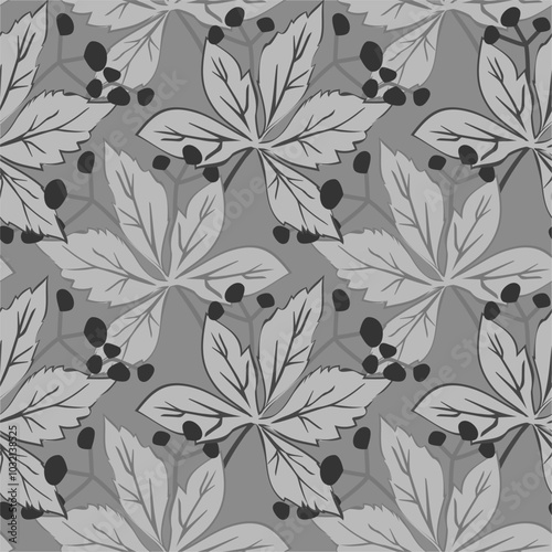 Vector - virginia creeper with berries seamless pattern.