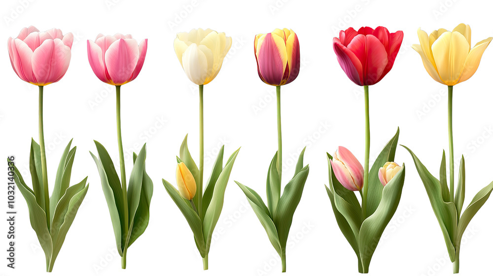 A vibrant collection of tulips in various colors A vibrant collection of tulips in various colors
