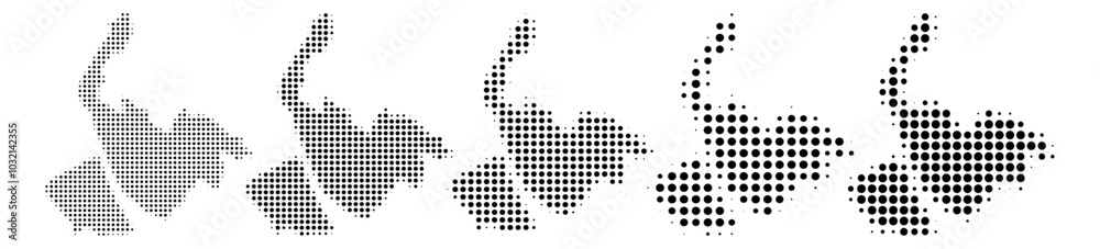 Merseyside Map halftone in different sizes