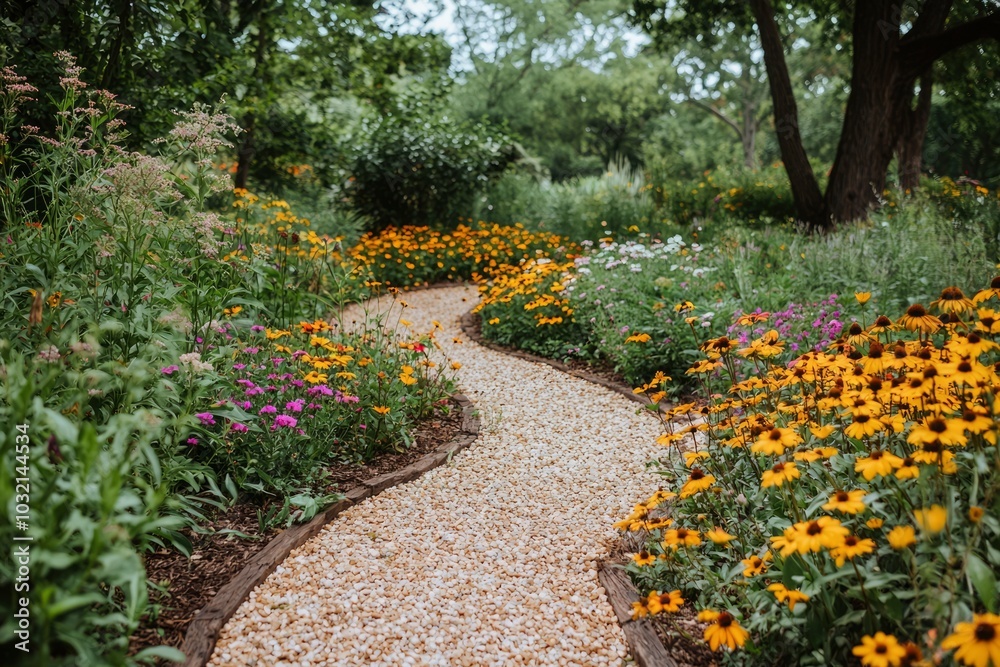 A Winding Gravel Path Through a Lush Garden