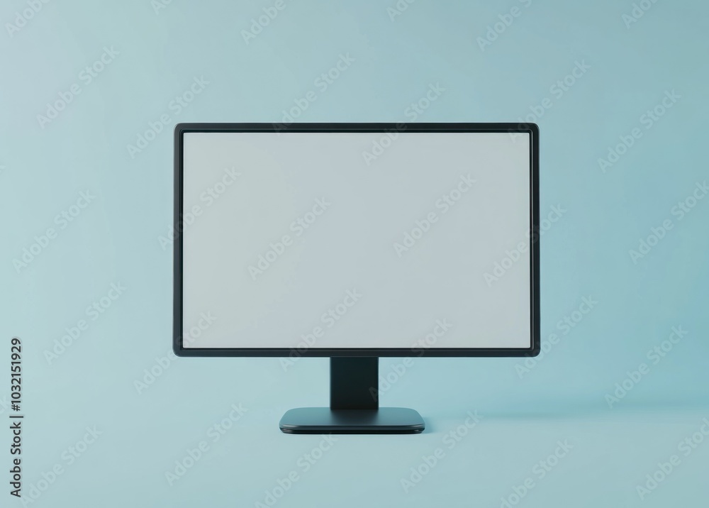 Blank Computer Monitor on a Blue Background Blank Computer Monitor on a Blue Background
