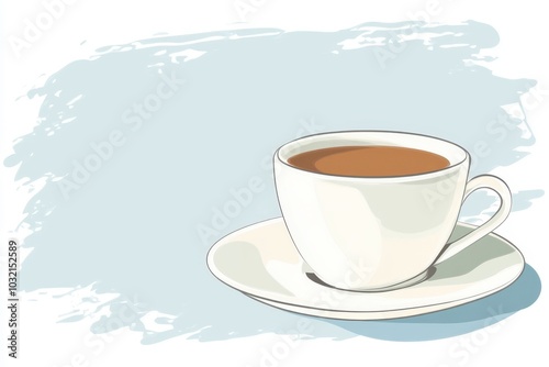 Vector Coffee Cup on Light Blue Background