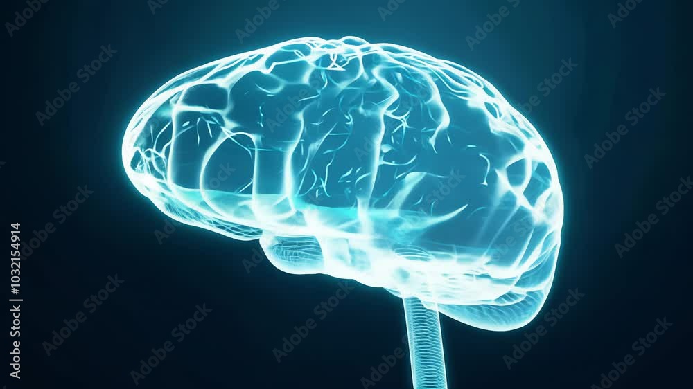 Glowing AI brain with expanding connections Glowing AI brain with expanding connections