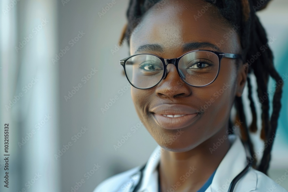 Young black female doctor and medical student in uniform.