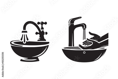Hand Wash Basin Silhouette Illustration