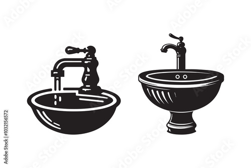 Hand Wash Basin Silhouette Illustration