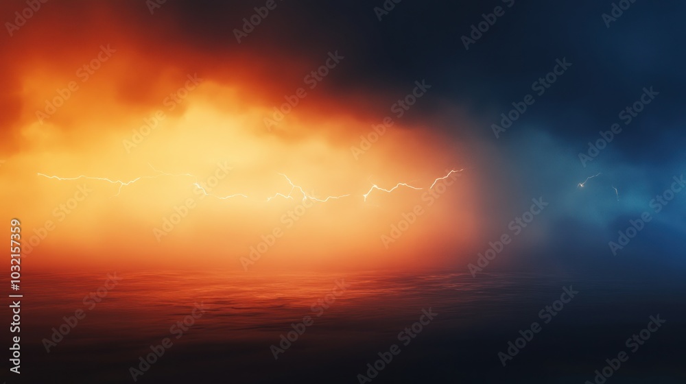 Fototapeta premium Lightning Storm Over Dark Clouds