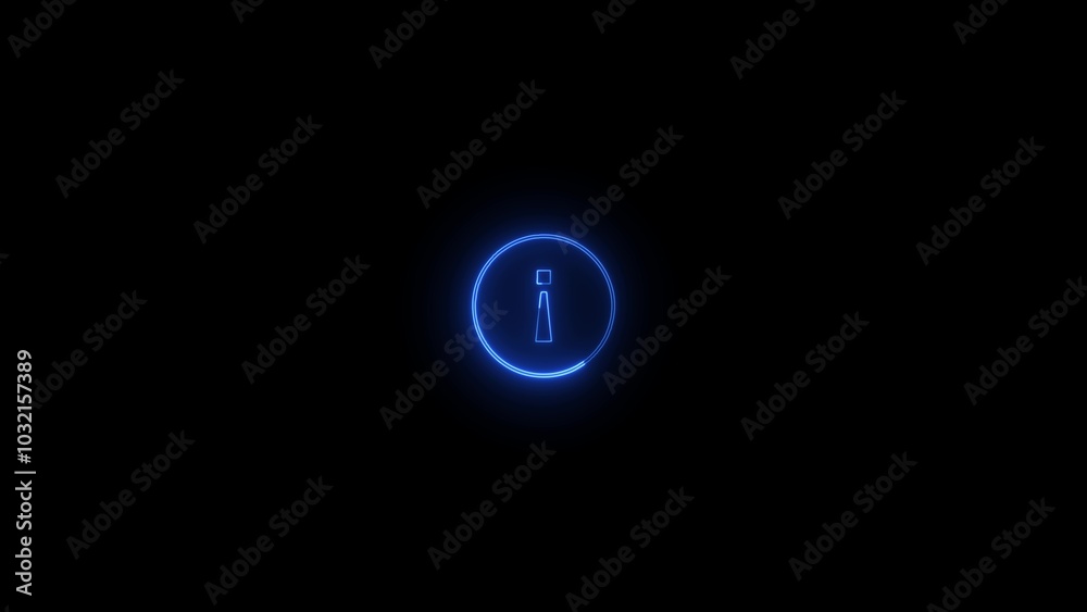 Info blue glowing neon icon. Glowing sign logo vector