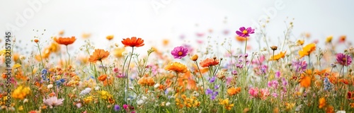 flowers in the field colorful isolated for frame