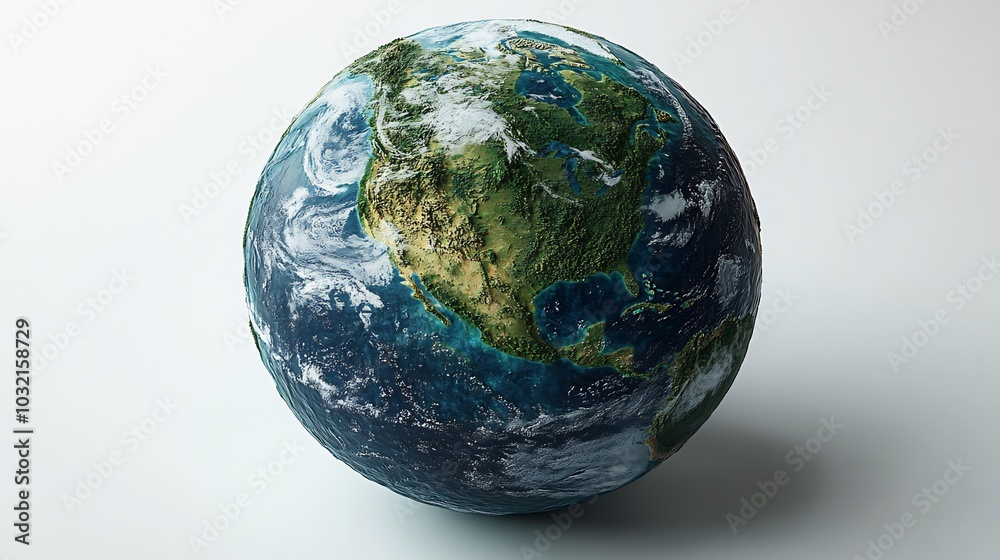 Vibrant green planet Earth against a pristine white background with detailed landmasses and oceans representing Earth Day The image conveys simplicity and a focus on environmental protection Vibrant green planet Earth against a pristine white background with detailed landmasses and oceans representing Earth Day The image conveys simplicity and a focus on environmental protection
