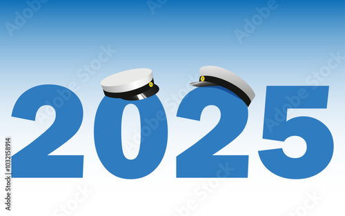 Graduation 2025, traditional Swedish "Studenten" caps, to celebrate the finish  from Gymnasium.  Vector Illustration