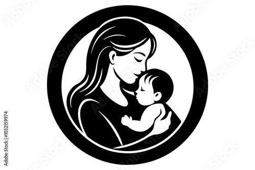 A Beautiful vector illustration of mother and baby in a loving