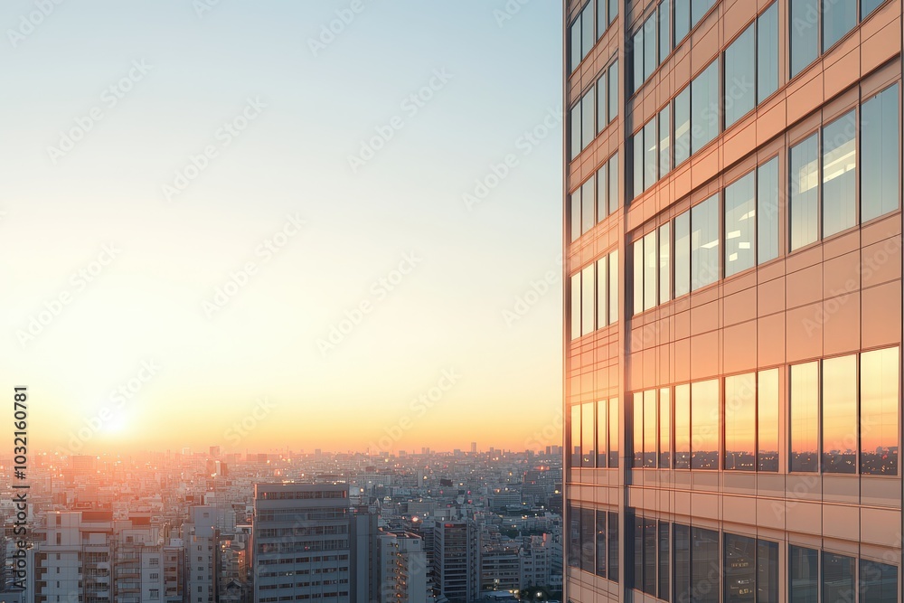 Highrise Building Reflecting Sunset Colors Highrise Building Reflecting Sunset Colors