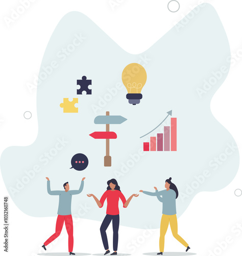 Change management crossroads for business solutions .flat design with people.