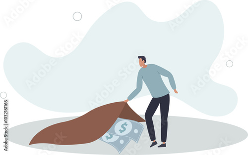 Finding bargain stock, hidden cost or expense, searching for yield or investment return concept.flat design with people.