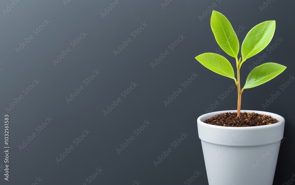 A fresh green plant sprouting from soil in a white pot, symbolizing growth and new beginnings against a dark background. A fresh green plant sprouting from soil in a white pot, symbolizing growth and new beginnings against a dark background.