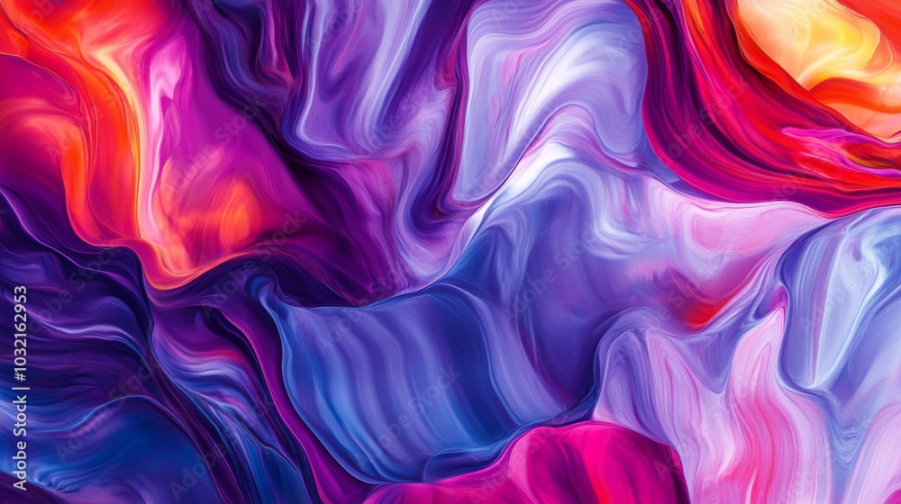 Fototapeta premium Chromatic abstract fusion: Beautiful abstract artistic colorful pattern background, fluid paint swirls, fractal-inspired shapes, iridescent color shifts, digital brushstroke textures, dynamic