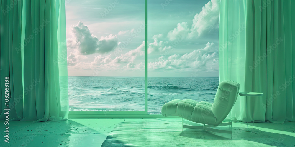 Fototapeta premium Calming Sea Green Room: Soothing the Symptoms of ADHD
