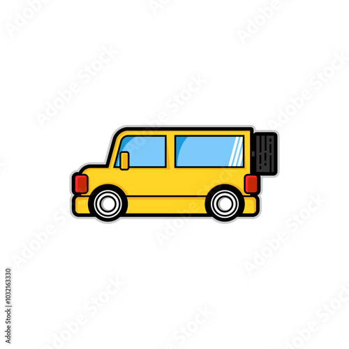 yellow jeep transport car cartoon image icon