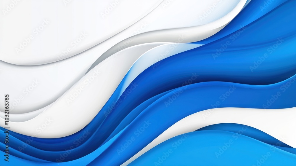Obraz premium Abstract Blue and White Wavy Background