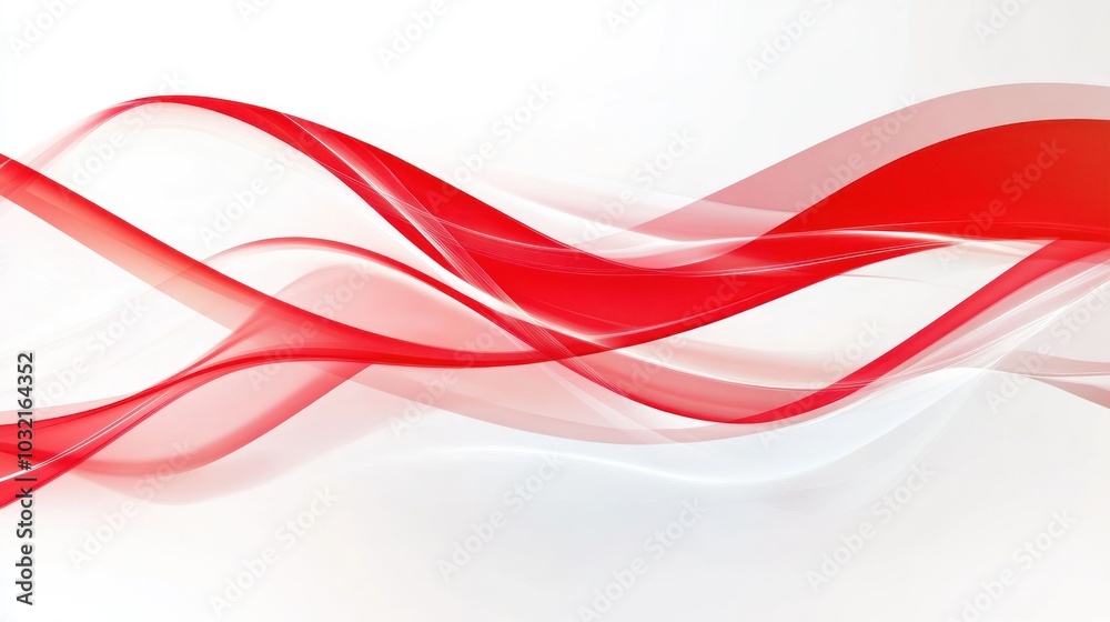 Abstract Red Waves on White Background Abstract Red Waves on White Background