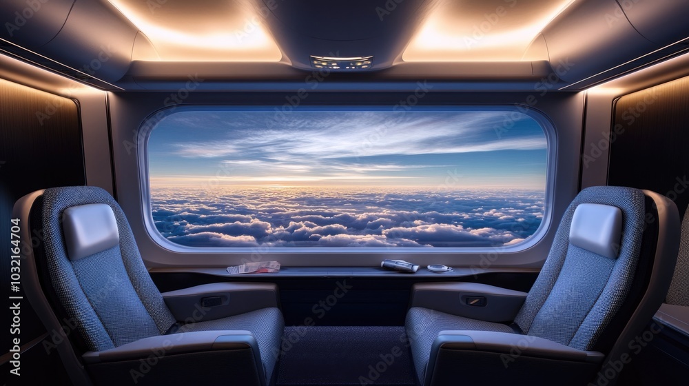 Aerial view of clouds from an airplane window seat Aerial view of clouds from an airplane window seat