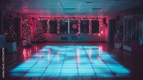 Festive Dance Floor with Glowing Lights and Decorations