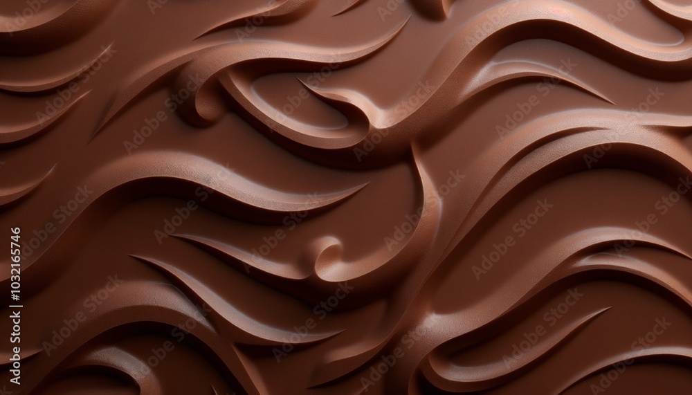 Elegant chocolate texture with flowing waves, rich and smooth design for background use Elegant chocolate texture with flowing waves, rich and smooth design for background use