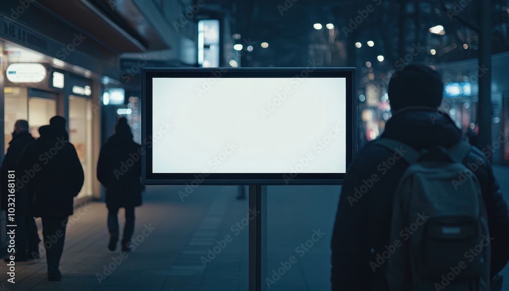 Blank digital signage screen in urban area, perfect for customization and display Blank digital signage screen in urban area, perfect for customization and display