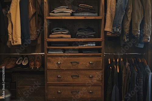 A warm and inviting closet filled with a variety of clothes and shoes