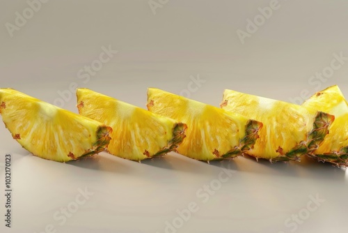 set of pineapple slices images photo