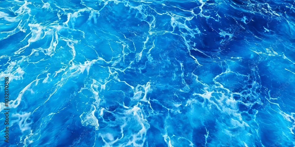 The image is of a large body of water with blue waves