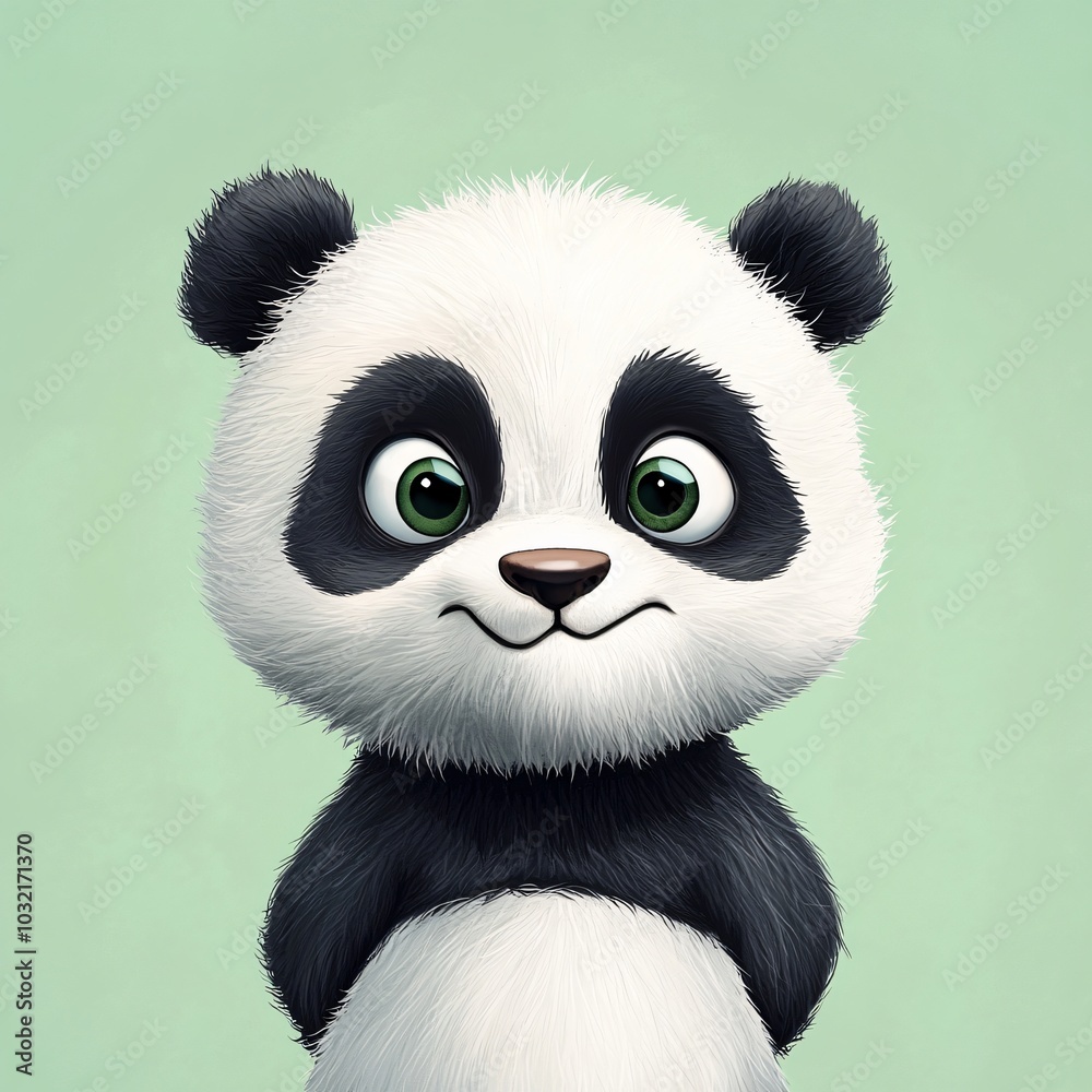 Cute Baby Panda Smirking Mischievously with Raised Eyebrow Cute Baby Panda Smirking Mischievously with Raised Eyebrow