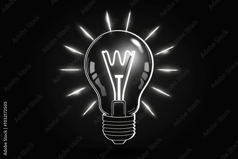 Glowing light bulb on a dark background Glowing light bulb on a dark background