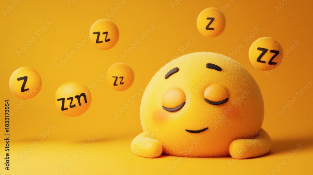 Fototapeta premium Happy Emoji Sleeping with Zzz Symbols