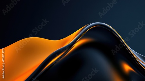 Abstract 3D Render: Flowing Liquid Gold and Black