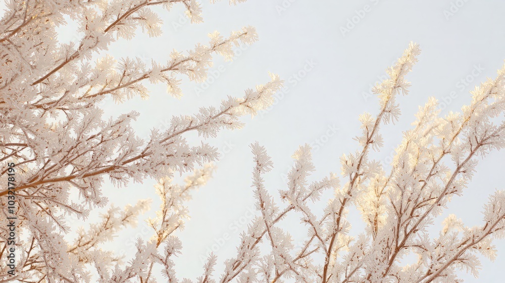 Frosty branches against a blue sky. Frosty branches against a blue sky.