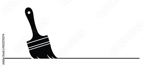 Cartoon paintbrush or paintbrushes with brush stroke. paintbrush silhouette icon. Black grunge paint brush logo. Carpentry tools