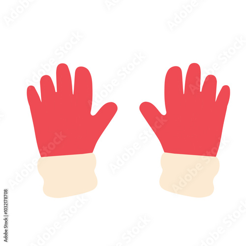 Winter glove in flat style. Red winter gloves. Vector illustration isolated on white background.
