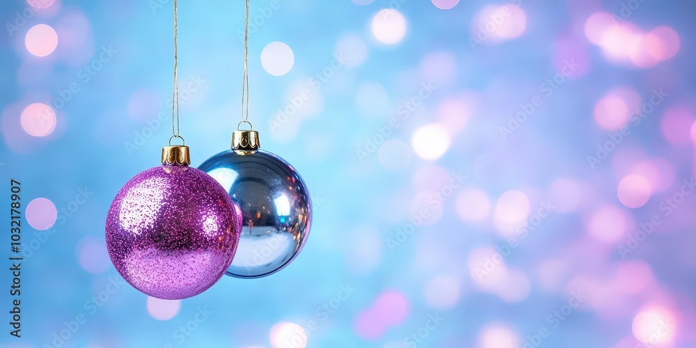 Fototapeta premium Colorful Christmas Ornaments on a Festive Background