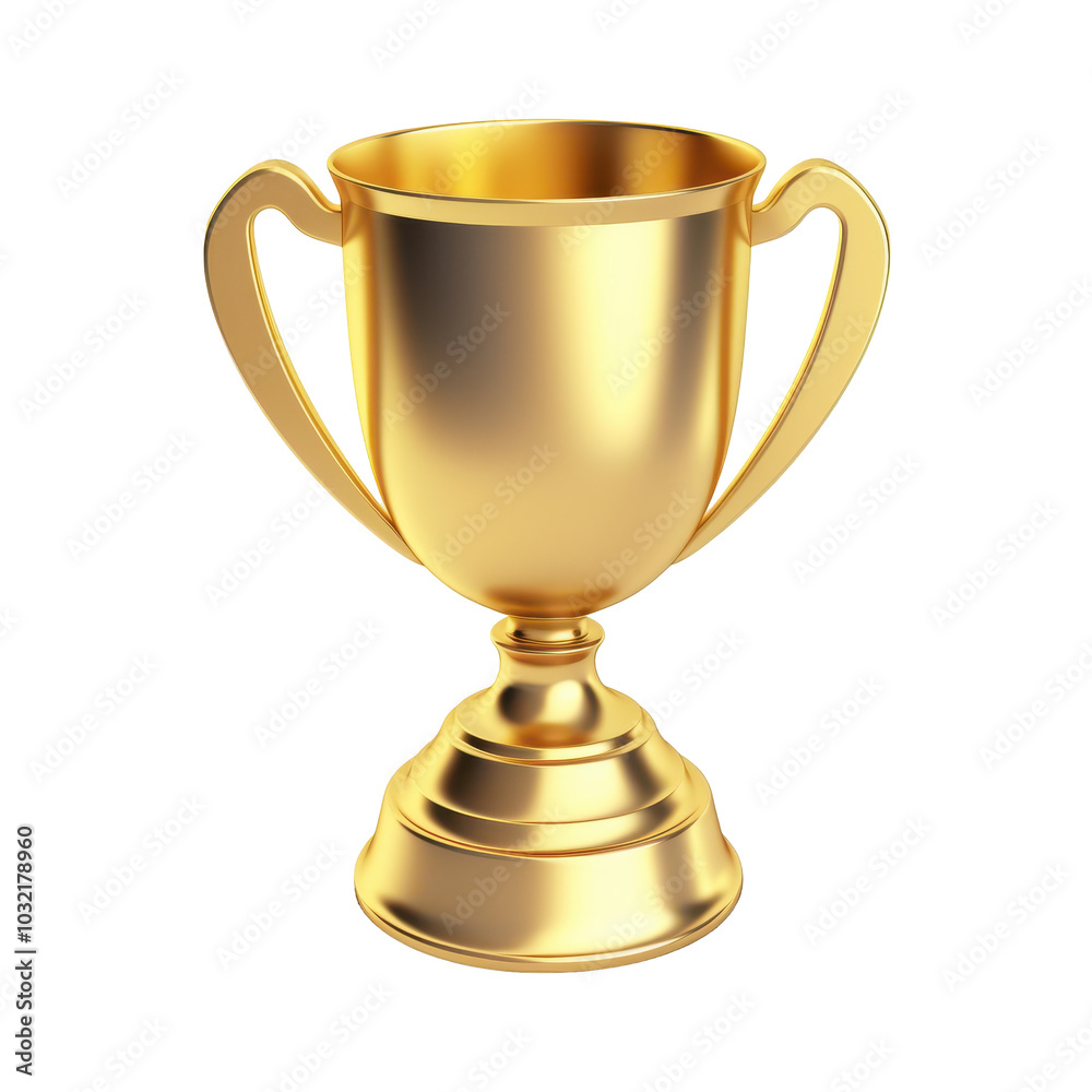 PNG A shiny gold trophy 3d icon, cartoon style minimal on transparent, isolate on white background PNG A shiny gold trophy 3d icon, cartoon style minimal on transparent, isolate on white background