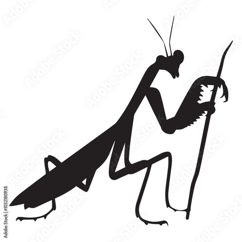 silhouette of praying mantis, realistic Mantis silhouette vector art, praying mantis icon set, mantis image, mantis vector art image.