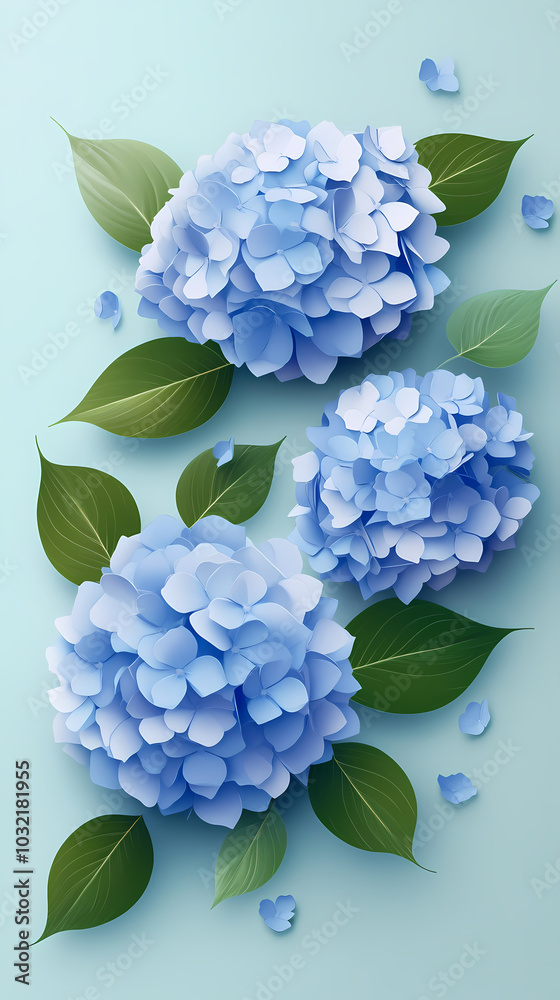 hydrangea flowers logo 3d vector papercut hydrangea flowers logo 3d vector papercut